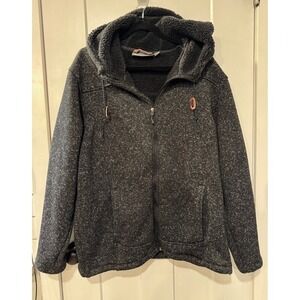 Free Country Men's Heathered Fleece Lined Hooded Jacket XL Charcoal Sherpa